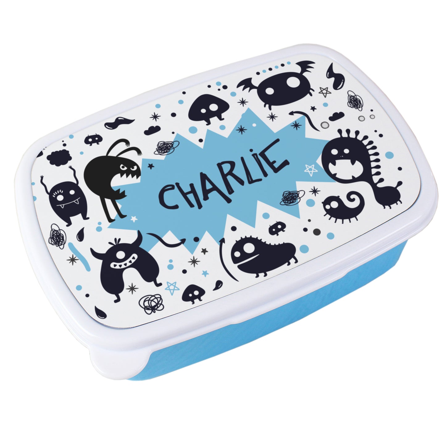 Personalised Monsters Name Only Blue Lunch Box - MK&JD Gifts