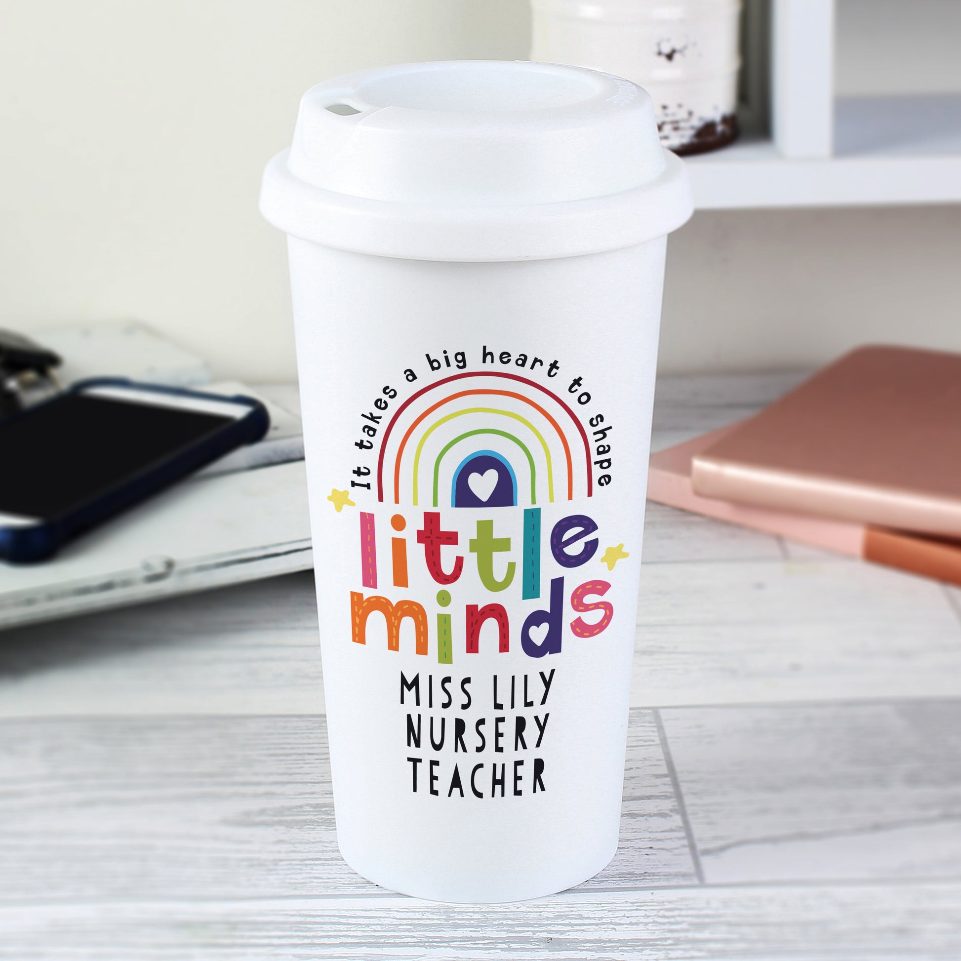 Personalised Shape Little Minds Travel Mug - MK&JD Gifts
