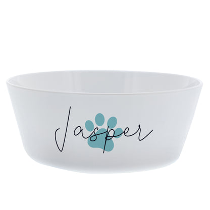 Personalised Blue Pawprint Plastic Cat Bowl - MK&JD Gifts