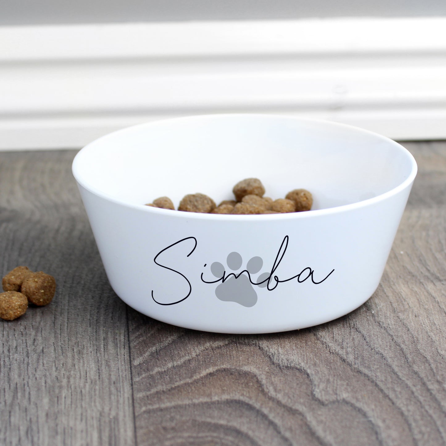 Personalised Grey Pawprint Plastic Cat Bowl - MK&JD Gifts