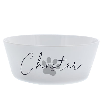 Personalised Grey Pawprint Plastic Cat Bowl - MK&JD Gifts
