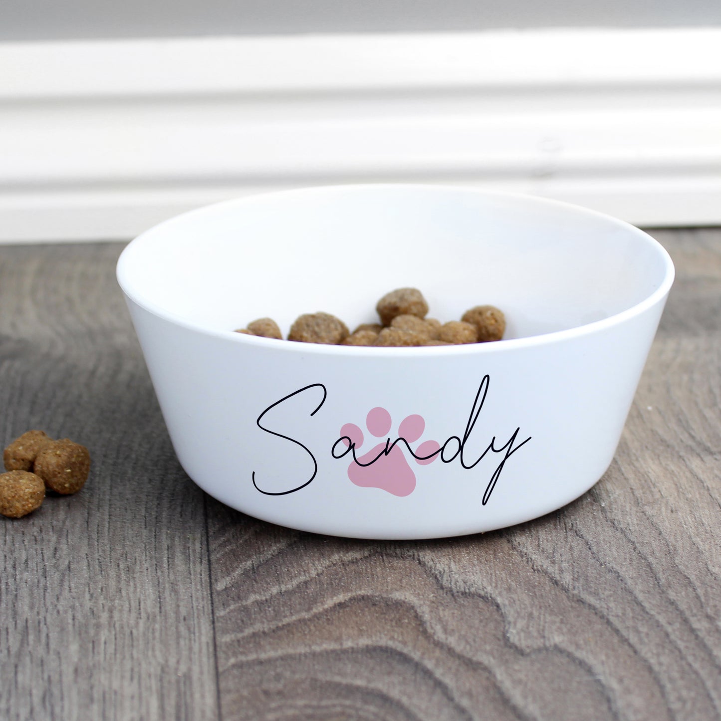Personalised Pink Paw Print Plastic Cat Bowl - MK&JD Gifts