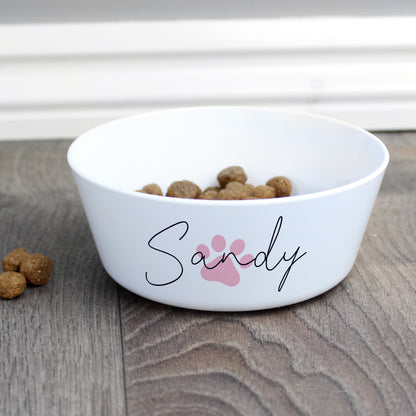 Personalised Pink Paw Print Plastic Cat Bowl - MK&JD Gifts