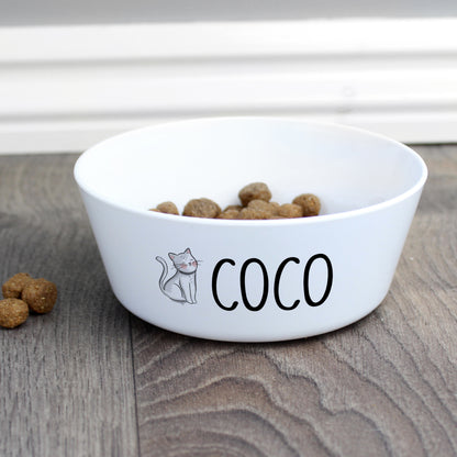 Personalised Scribble Cat Plastic Cat Bowl - MK&JD Gifts