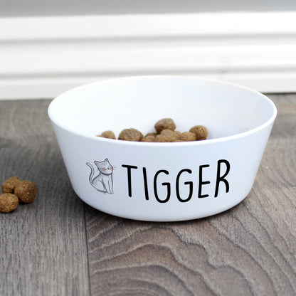 Personalised Scribble Cat Plastic Cat Bowl - MK&JD Gifts