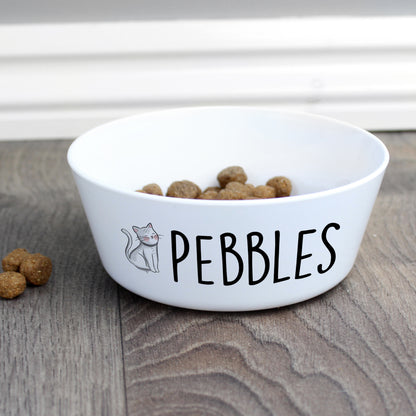 Personalised Scribble Cat Plastic Cat Bowl - MK&JD Gifts