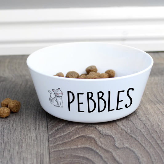 Personalised Scribble Cat Plastic Cat Bowl - MK&JD Gifts