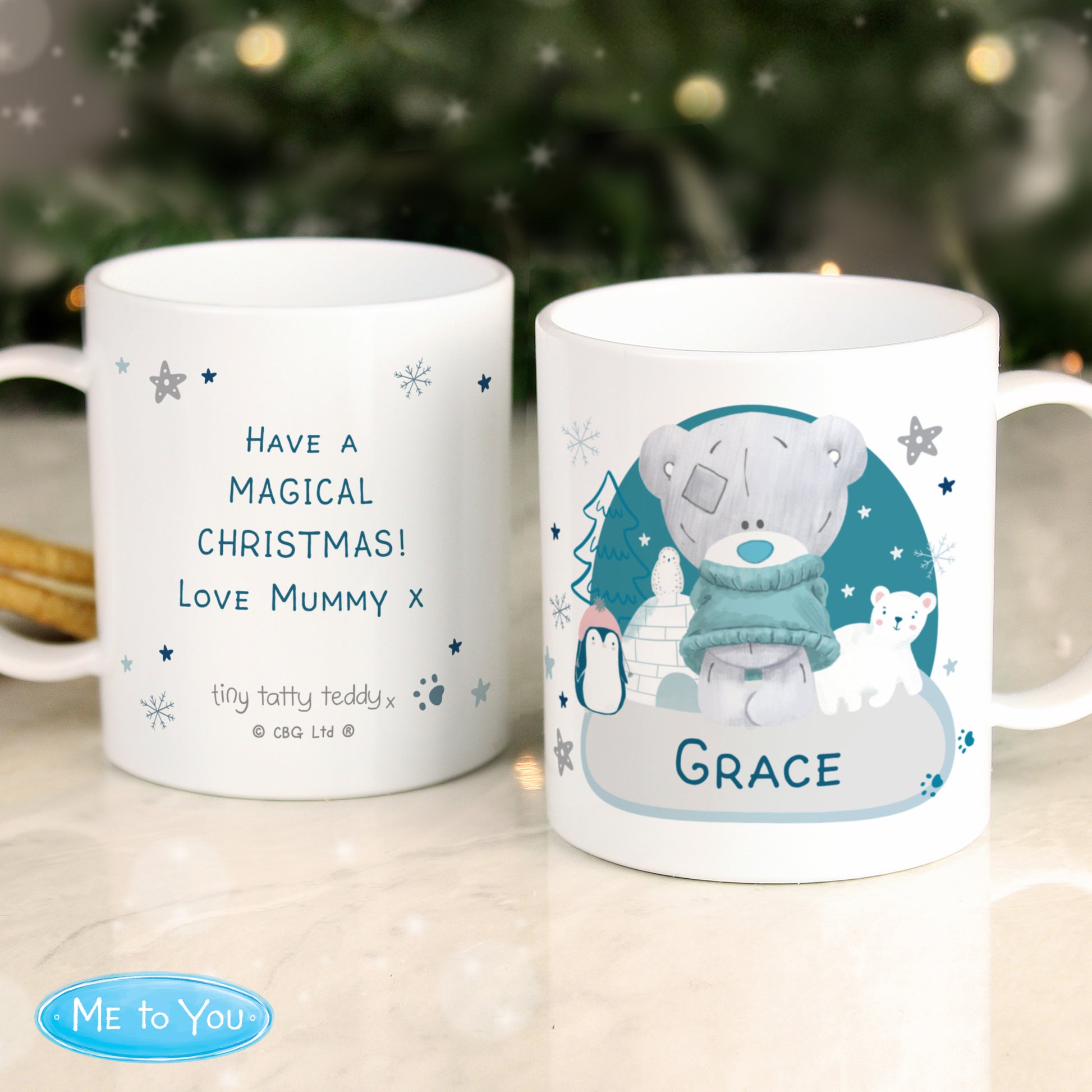 Personalised Winter Explorer Tiny Tatty Teddy Plastic Mug - MK&JD Gifts