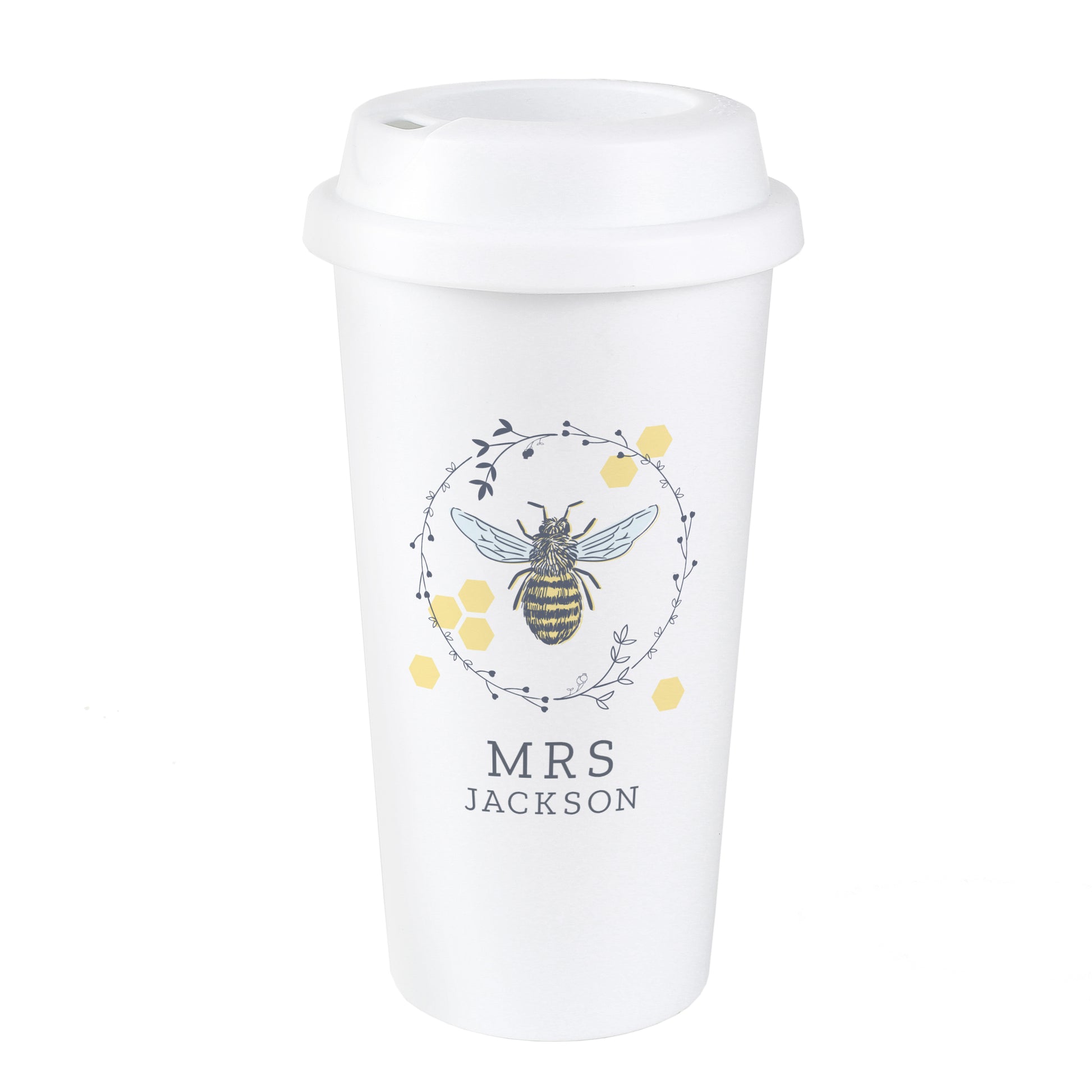 Personalised Bee Insulated Travel Cup - MK&JD Gifts