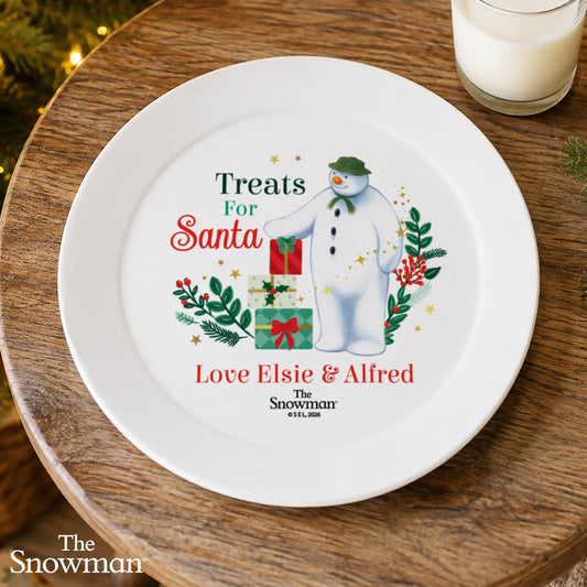 Personalised The Snowman Christmas Wishes Treats For Santa Plastic Plate - MK&JD Gifts