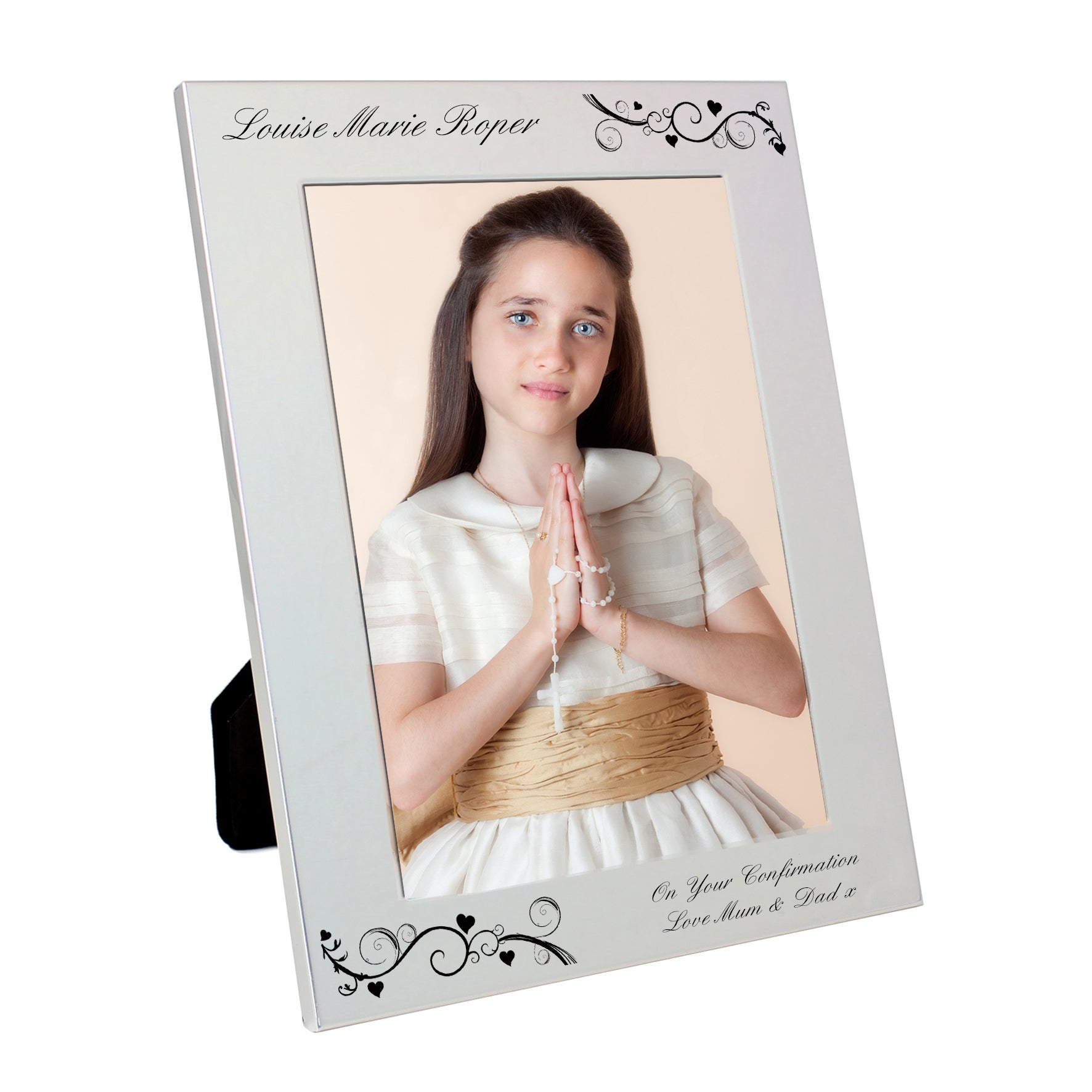 Personalised Silver 5x7 Black Swirl Photo Frame - MK&JD Gifts