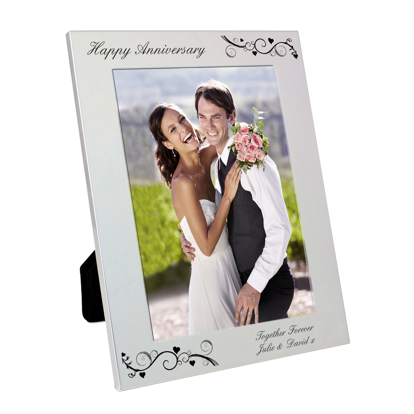 Personalised Silver 5x7 Black Swirl Photo Frame - MK&JD Gifts