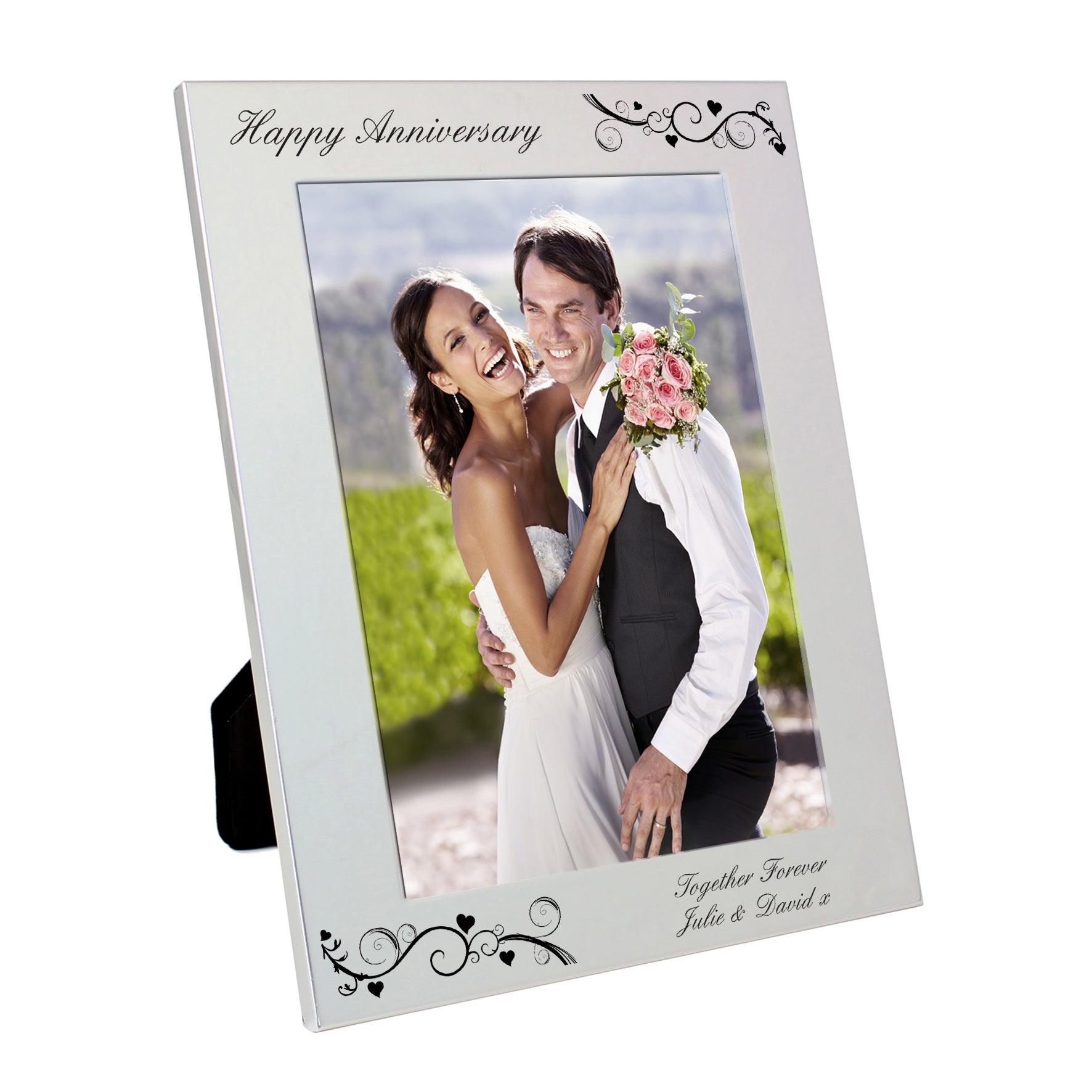 Personalised Silver 5x7 Black Swirl Photo Frame - MK&JD Gifts