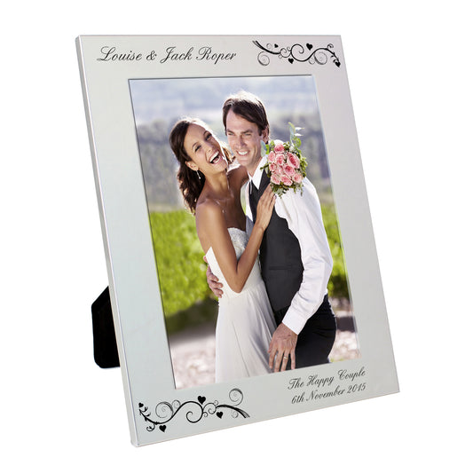 Personalised Silver 5x7 Black Swirl Photo Frame - MK&JD Gifts