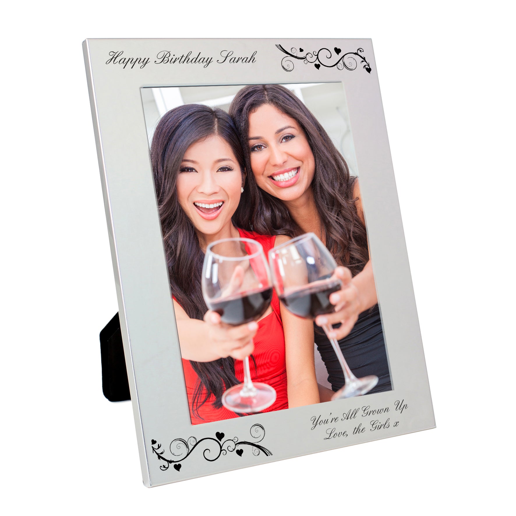 Personalised Silver 5x7 Black Swirl Photo Frame - MK&JD Gifts