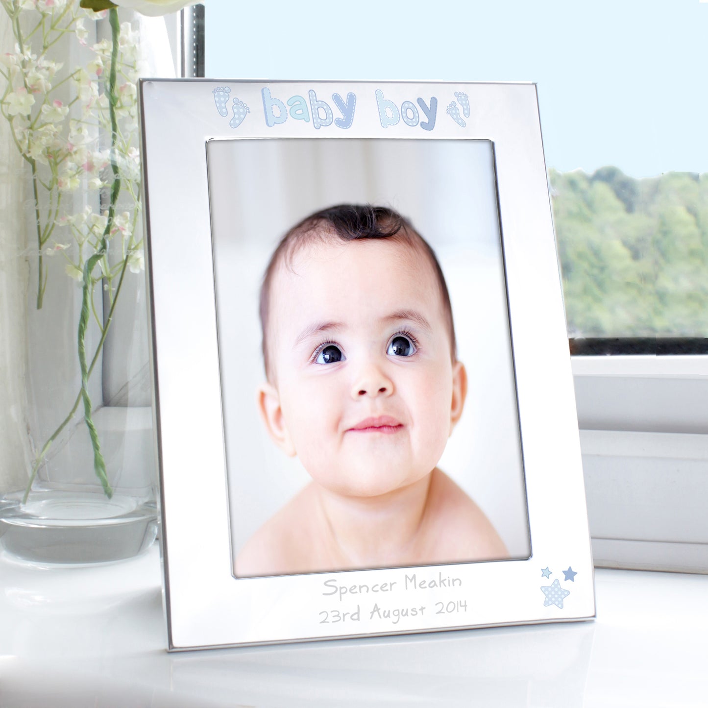 Personalised Silver 5x7 Baby Boy Photo Frame - MK&JD Gifts