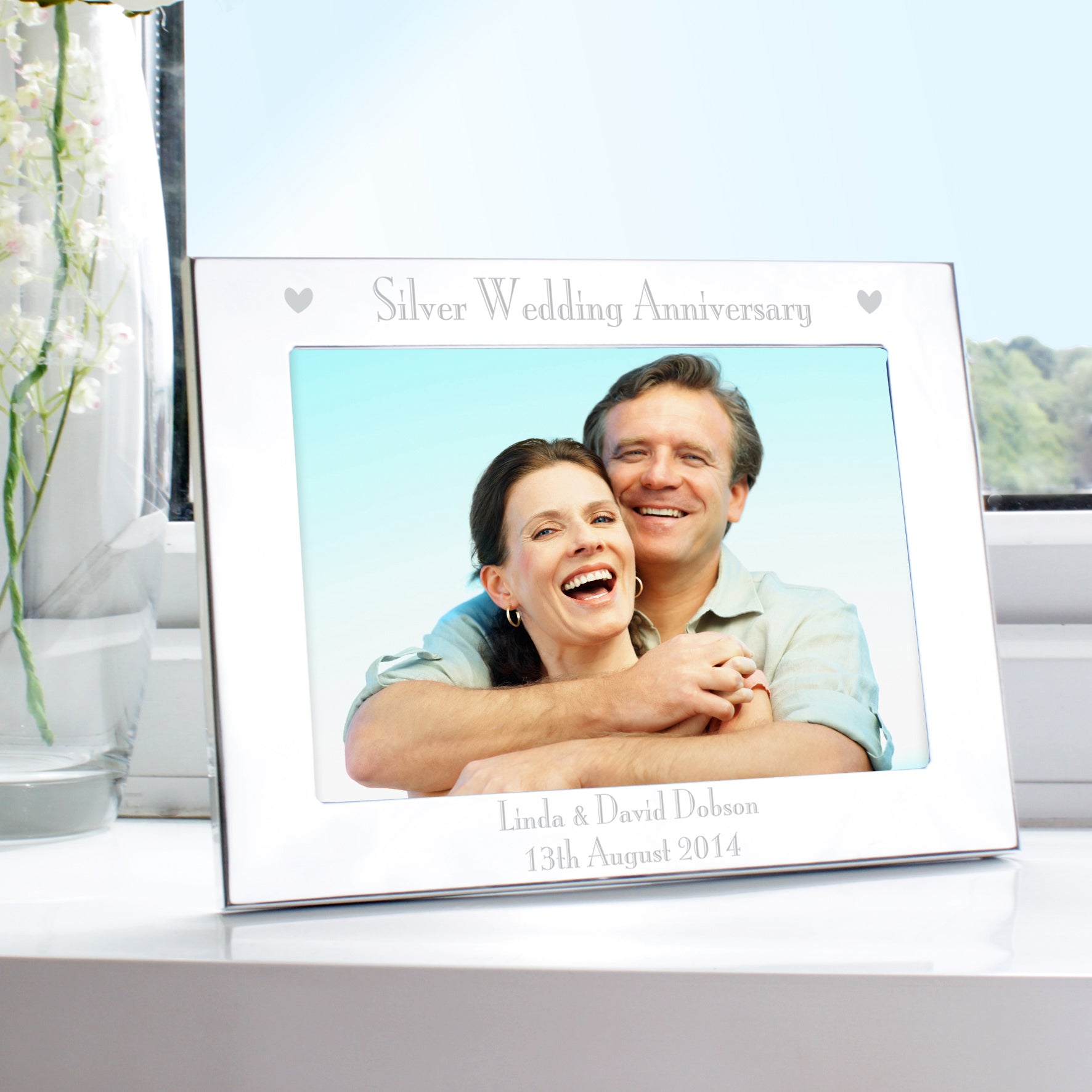 Personalised Silver Anniversary 5x7 Landscape Photo Frame - MK&JD Gifts