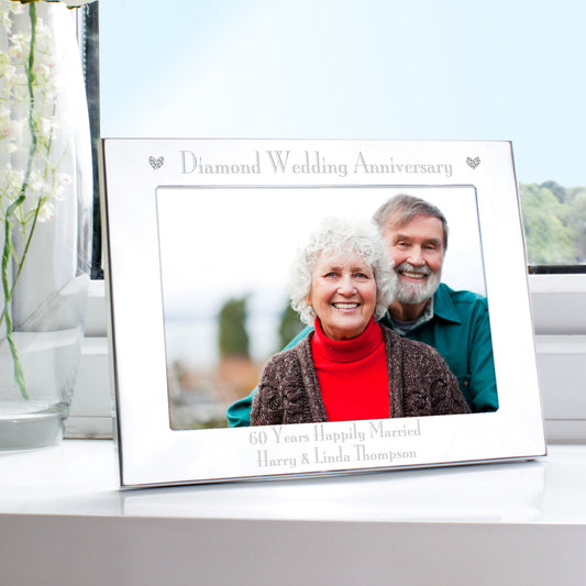 Personalised Diamond Anniversary 5x7 Landscape Photo Frame - MK&JD Gifts