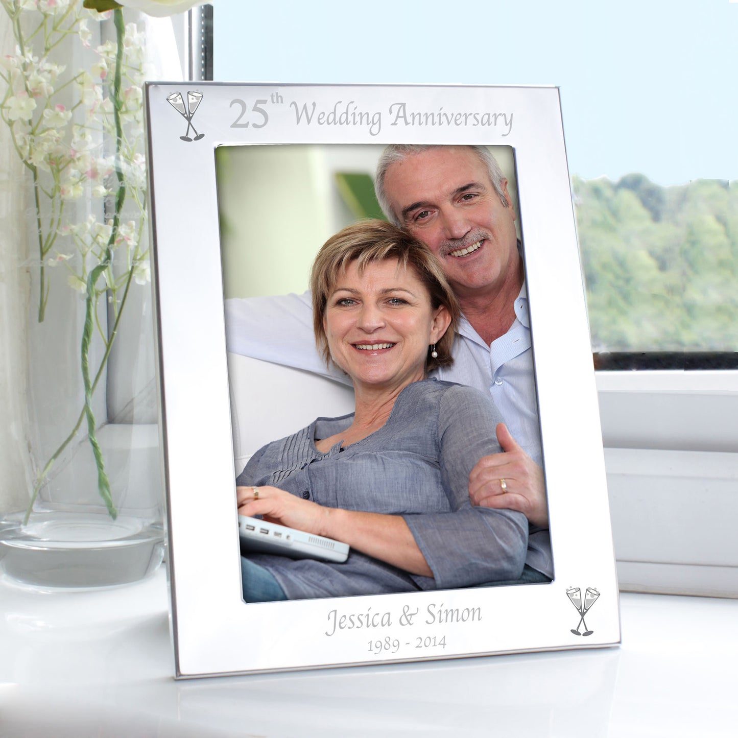 Personalised Silver 5x7 25th Wedding Anniversary Photo Frame - MK&JD Gifts