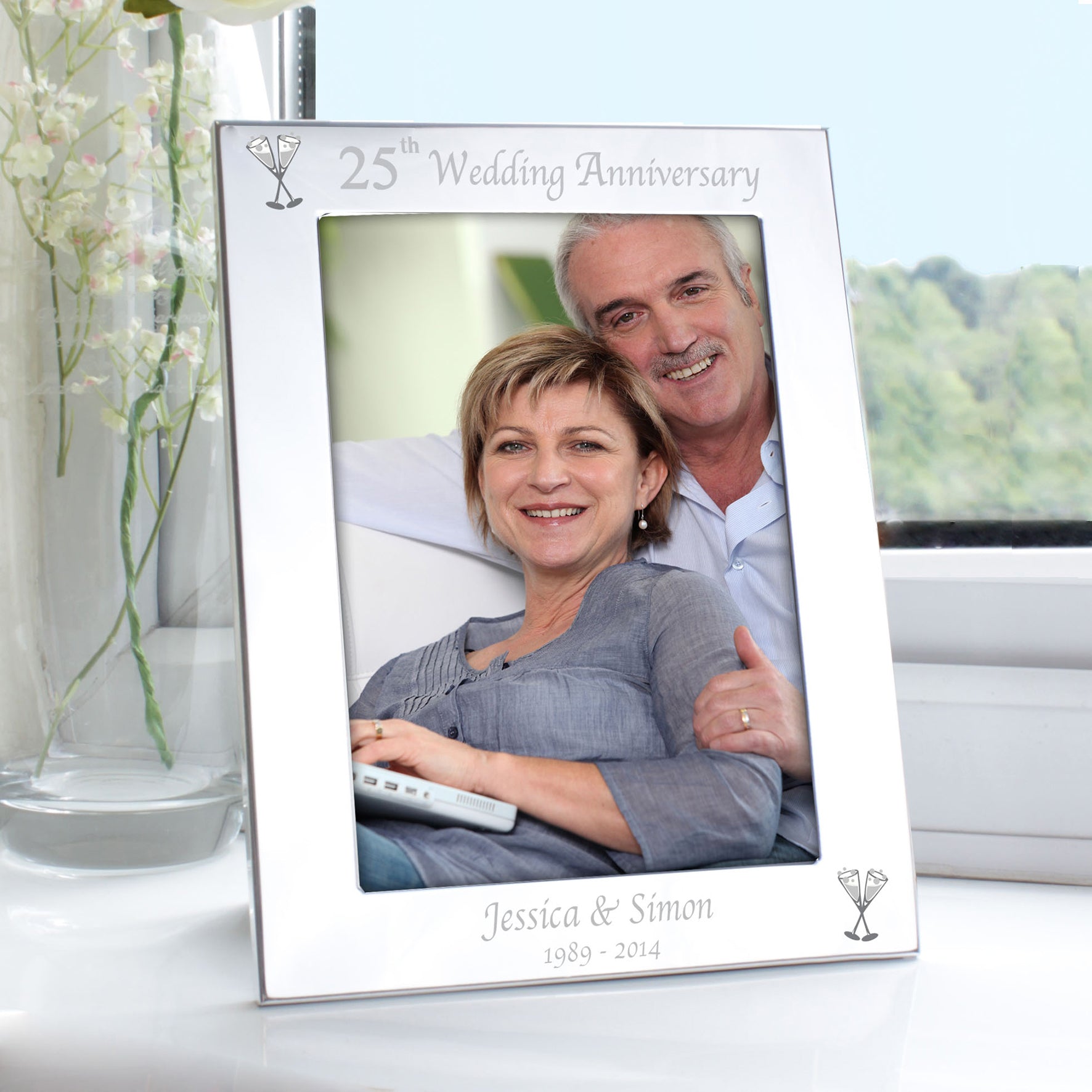 Personalised Silver 5x7 25th Wedding Anniversary Photo Frame - MK&JD Gifts