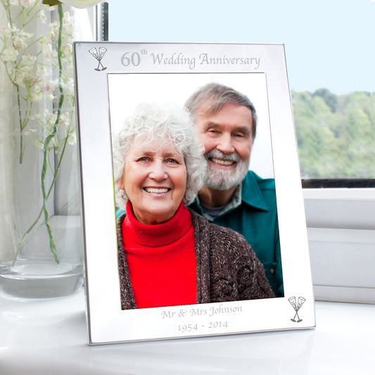Personalised Silver 5x7 60th Wedding Anniversary Photo Frame - MK&JD Gifts