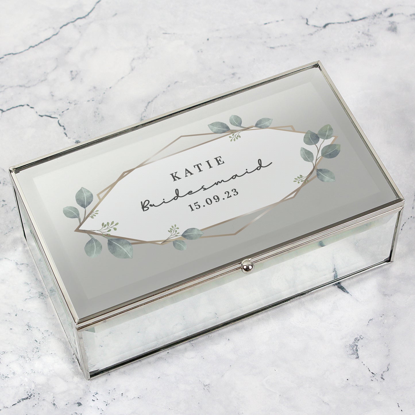 Personalised Botanical Mirrored Jewellery Box - MK&JD Gifts