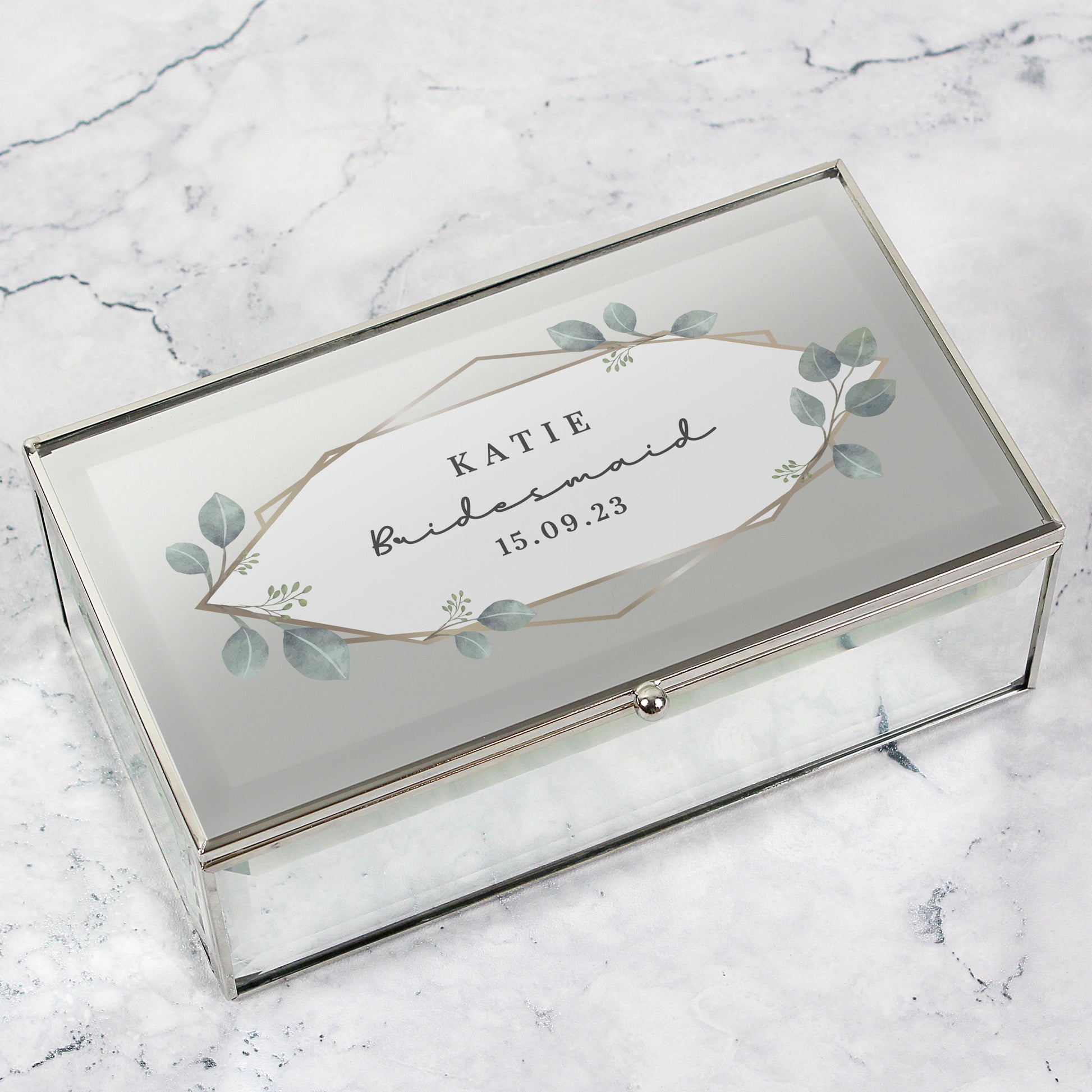 Personalised Botanical Mirrored Jewellery Box - MK&JD Gifts