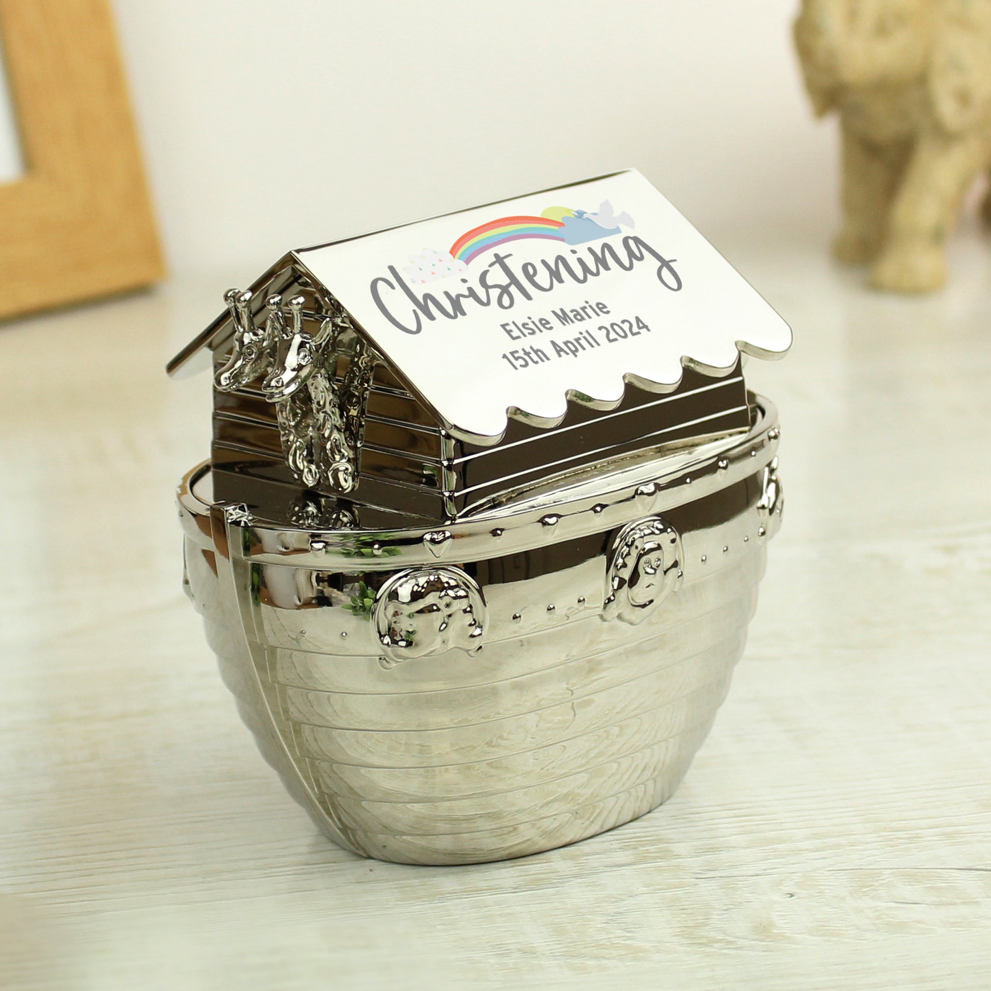 Personalised Christening Noahs Ark Money Box - MK&JD Gifts