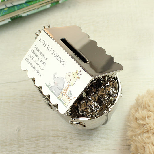 Personalised Hessian Friends Noahs Ark Money Box - MK&JD Gifts