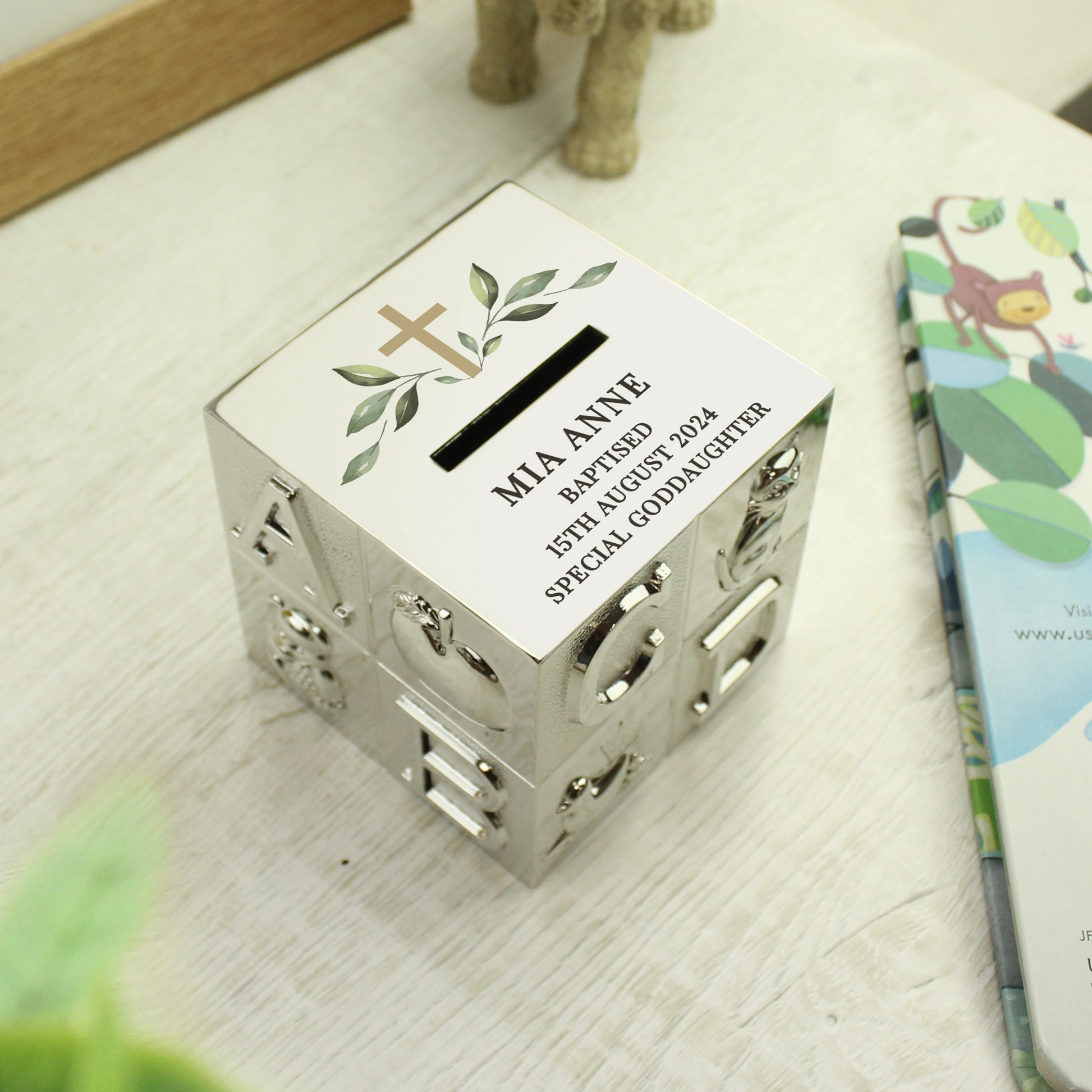 Personalised Religious Cross ABC Money Box - MK&JD Gifts
