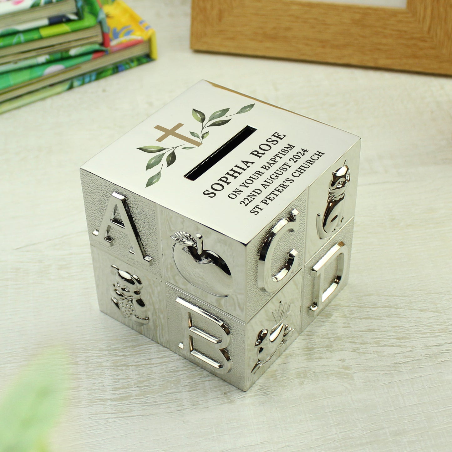 Personalised Religious Cross ABC Money Box - MK&JD Gifts