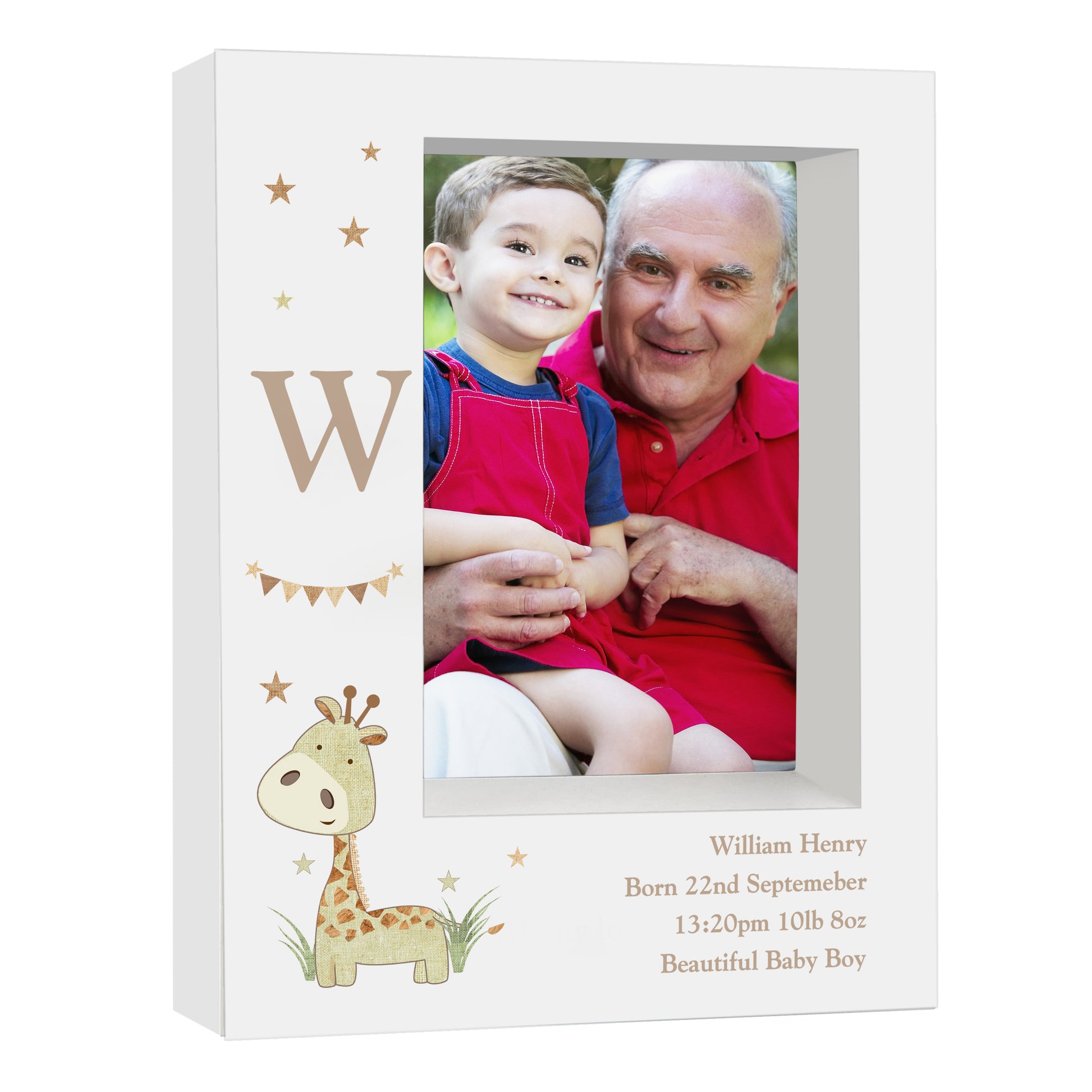 Personalised Hessian Giraffe 5x7 Box Photo Frame - MK&JD Gifts