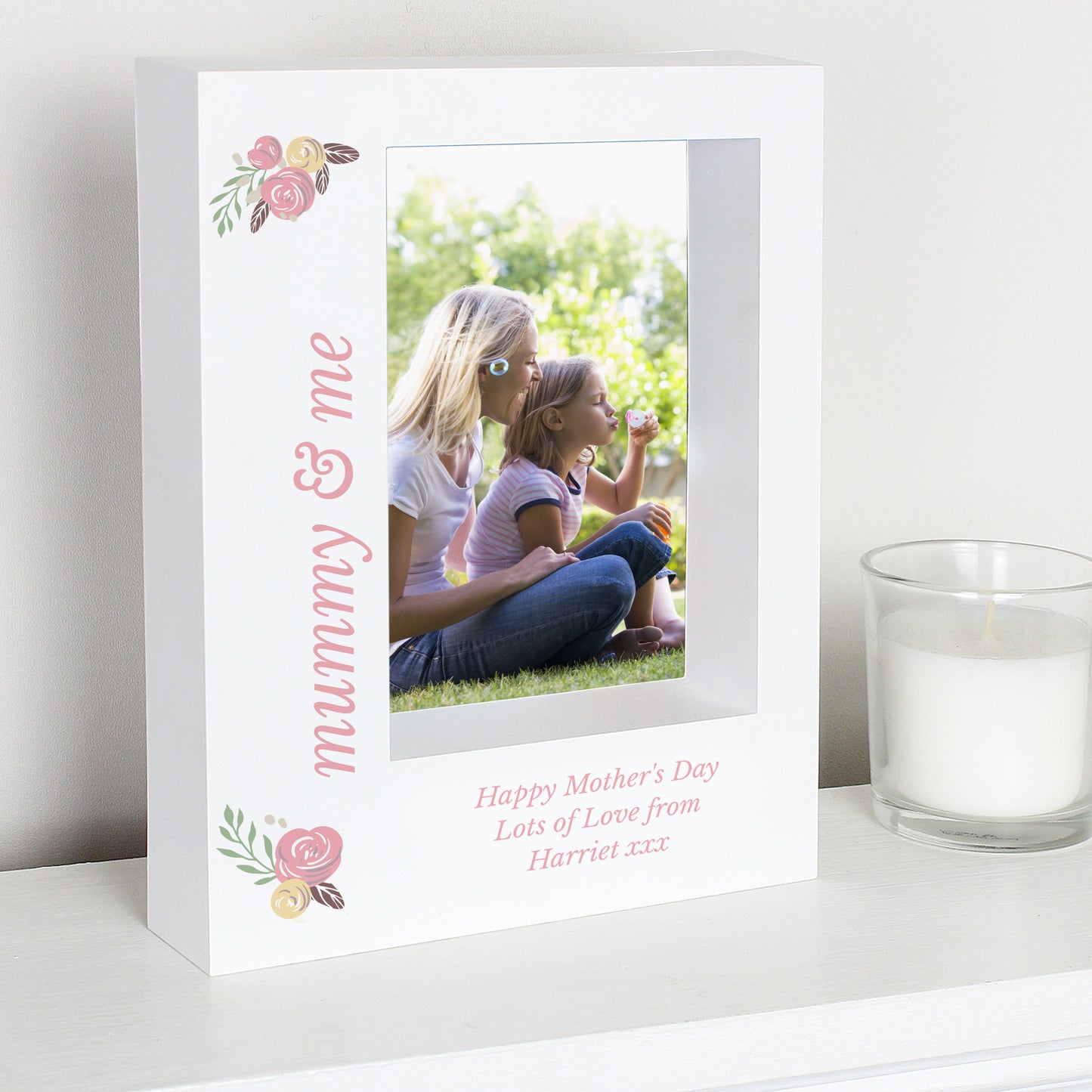 Personalised Floral 5x7 Box Photo Frame - MK&JD Gifts
