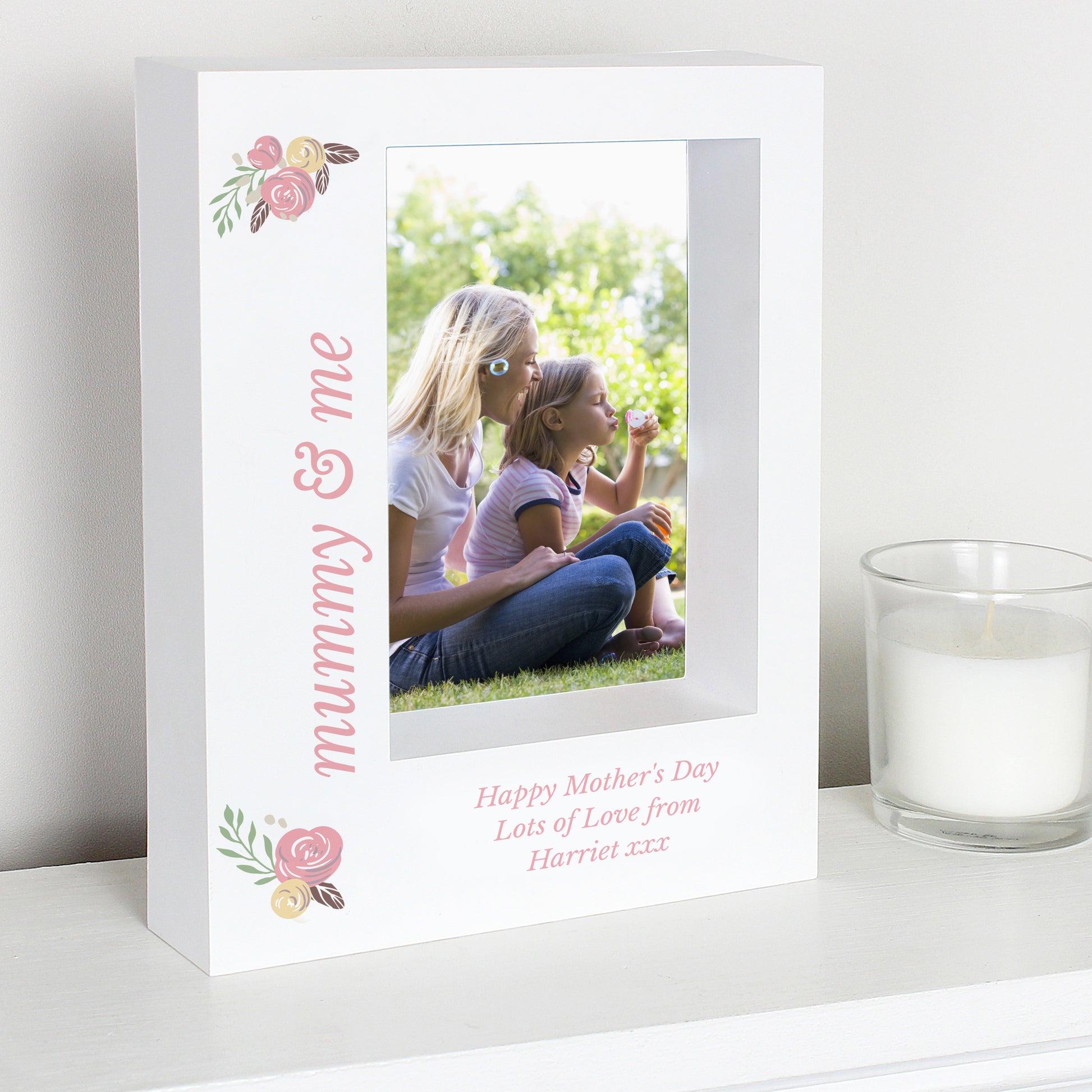 Personalised Floral 5x7 Box Photo Frame - MK&JD Gifts