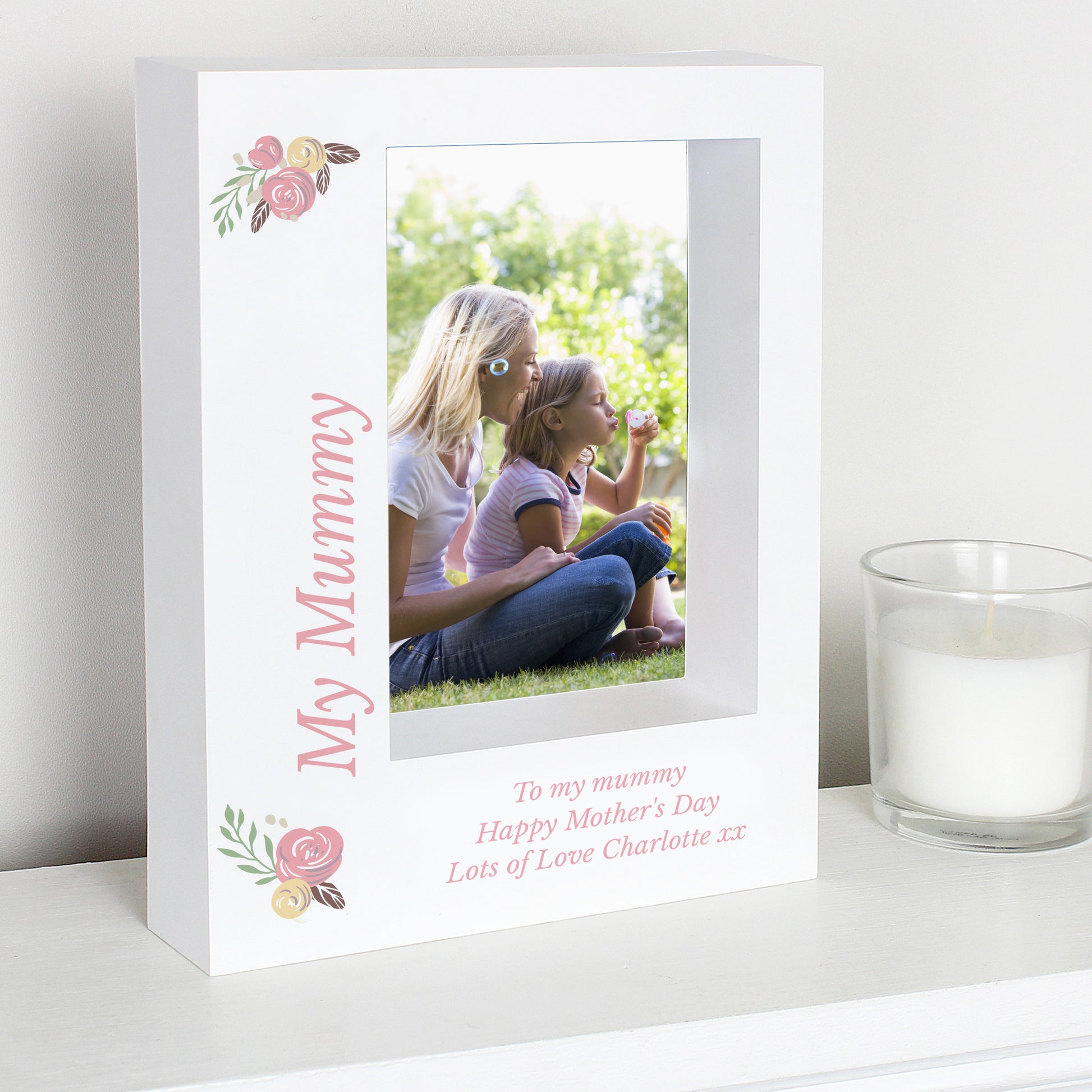 Personalised Floral 5x7 Box Photo Frame - MK&JD Gifts