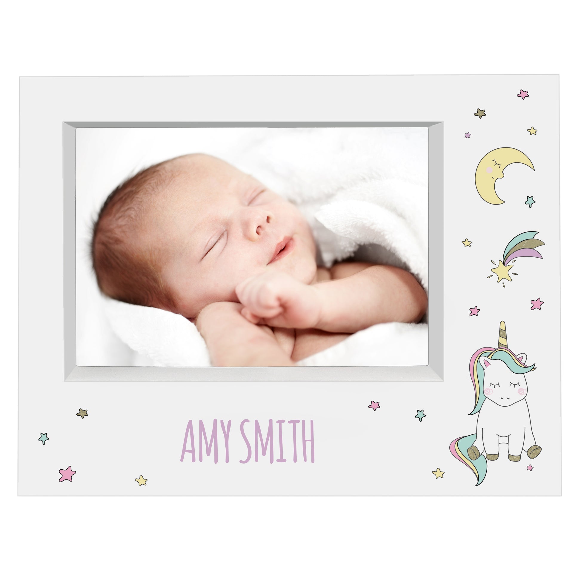 Personalised Baby Unicorn 5x7 Landscape Box Photo Frame - MK&JD Gifts