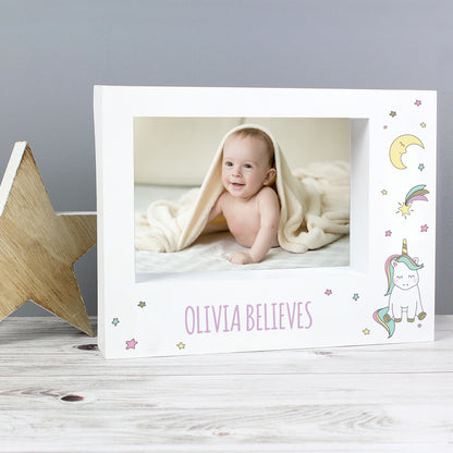 Personalised Baby Unicorn 5x7 Landscape Box Photo Frame - MK&JD Gifts