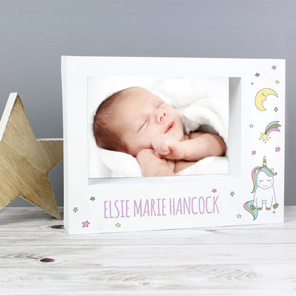 Personalised Baby Unicorn 5x7 Landscape Box Photo Frame - MK&JD Gifts