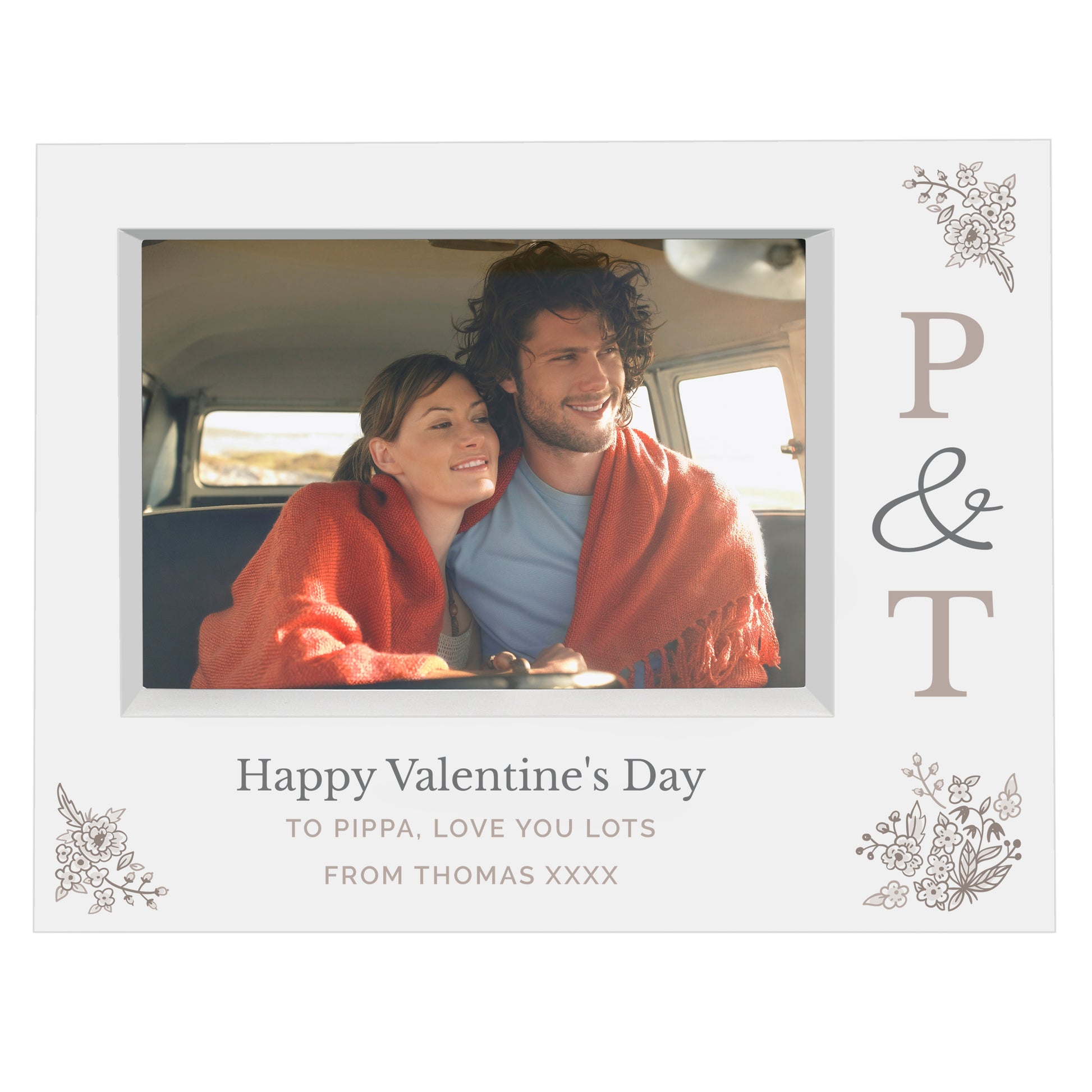 Personalised Couples Initials 5x7 Landscape Box Photo Frame - MK&JD Gifts