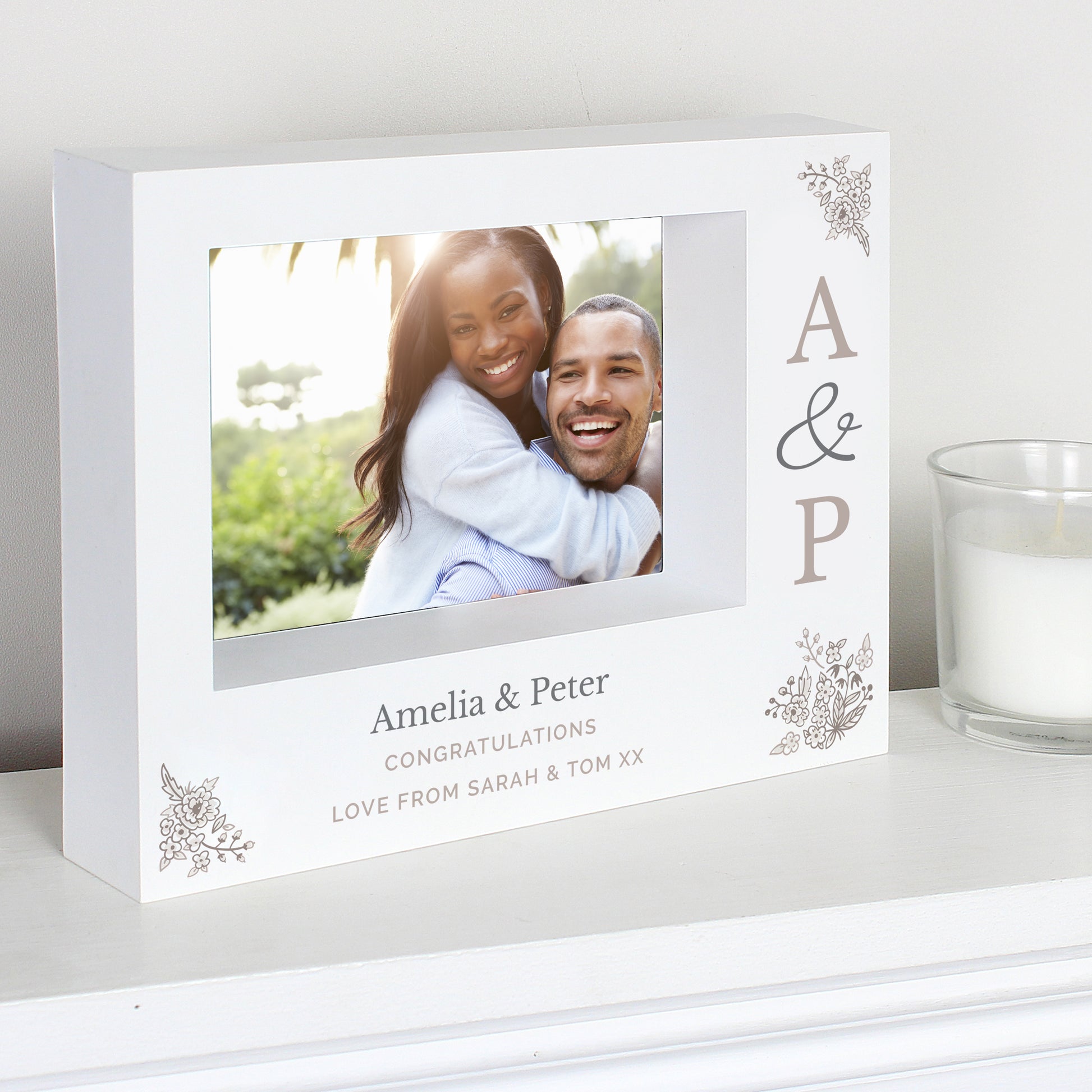 Personalised Couples Initials 5x7 Landscape Box Photo Frame - MK&JD Gifts