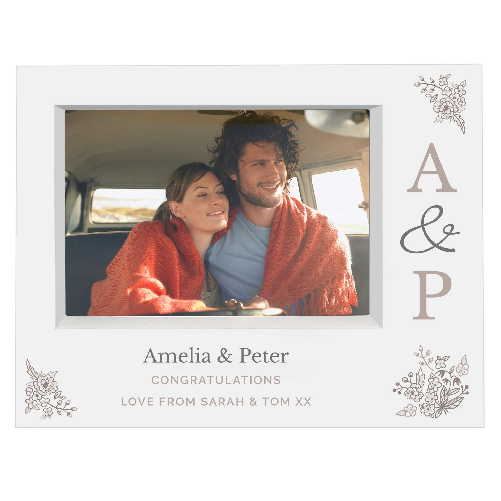 Personalised Couples Initials 5x7 Landscape Box Photo Frame - MK&JD Gifts