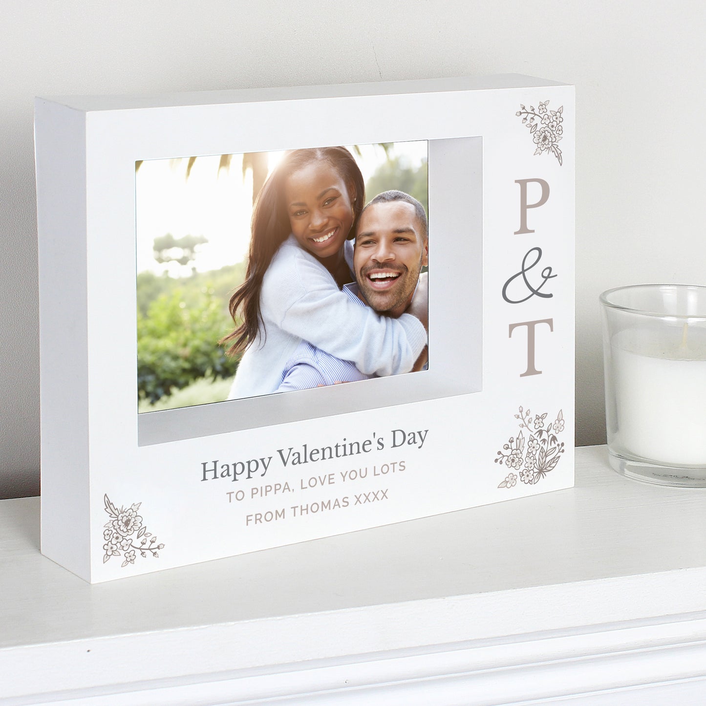 Personalised Couples Initials 5x7 Landscape Box Photo Frame - MK&JD Gifts