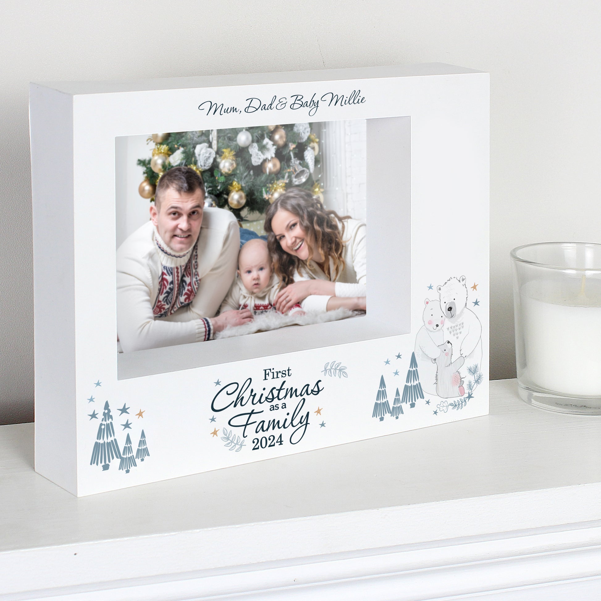 Personalised Polar Bear '1st Christmas As A Family' 5x7 Box Photo Frame - MK&JD Gifts