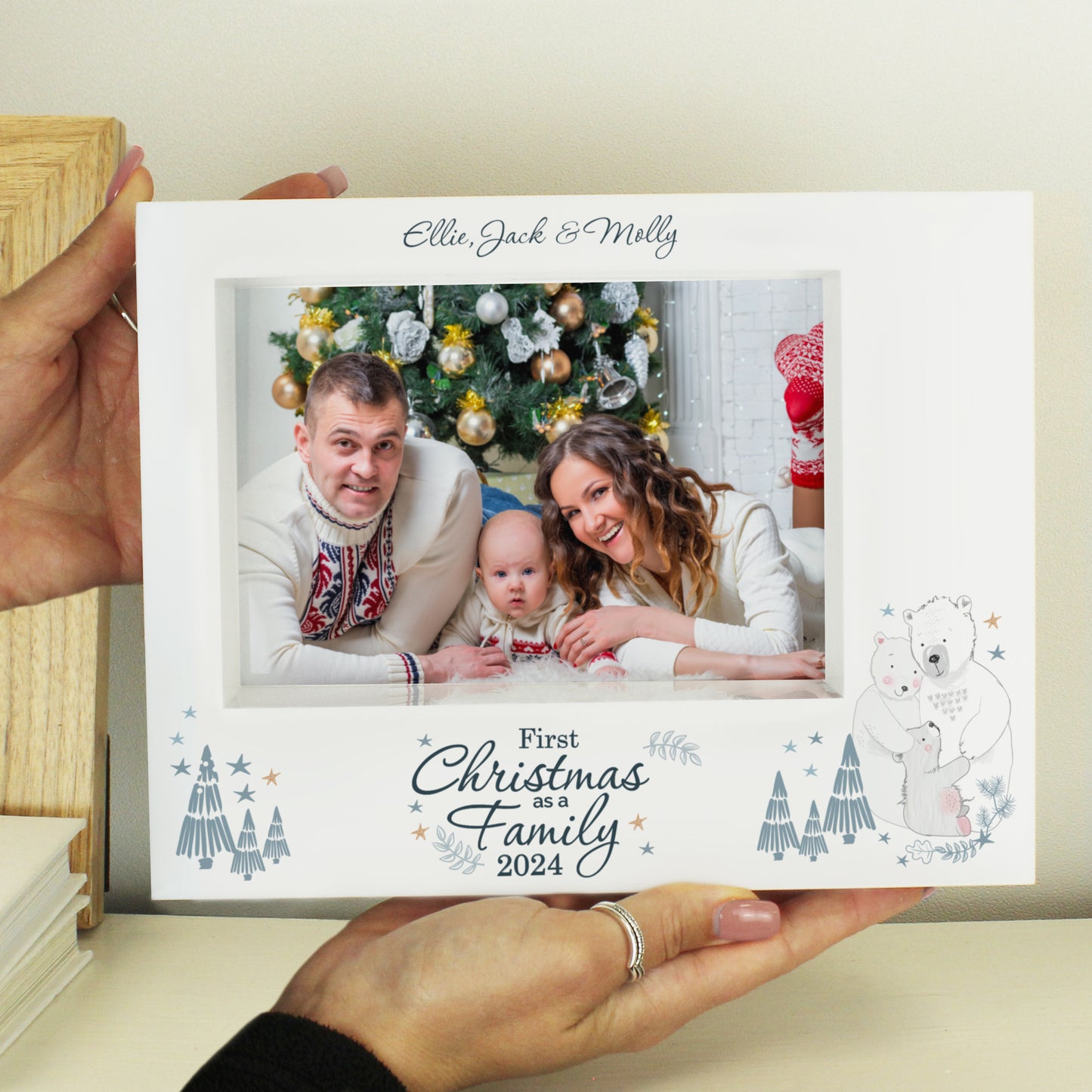 Personalised Polar Bear '1st Christmas As A Family' 5x7 Box Photo Frame - MK&JD Gifts