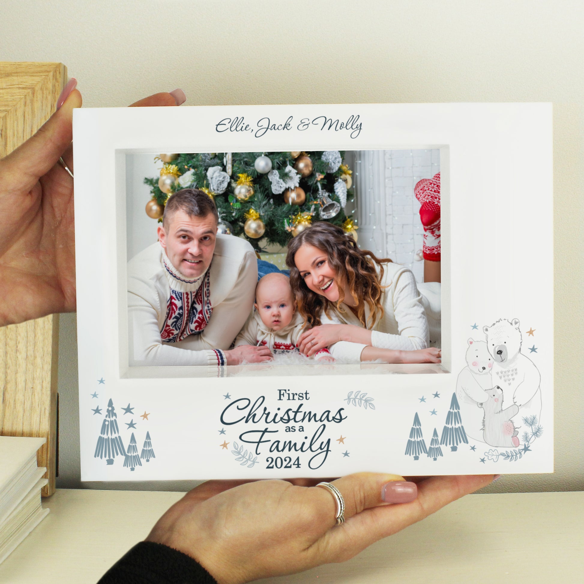 Personalised Polar Bear '1st Christmas As A Family' 5x7 Box Photo Frame - MK&JD Gifts