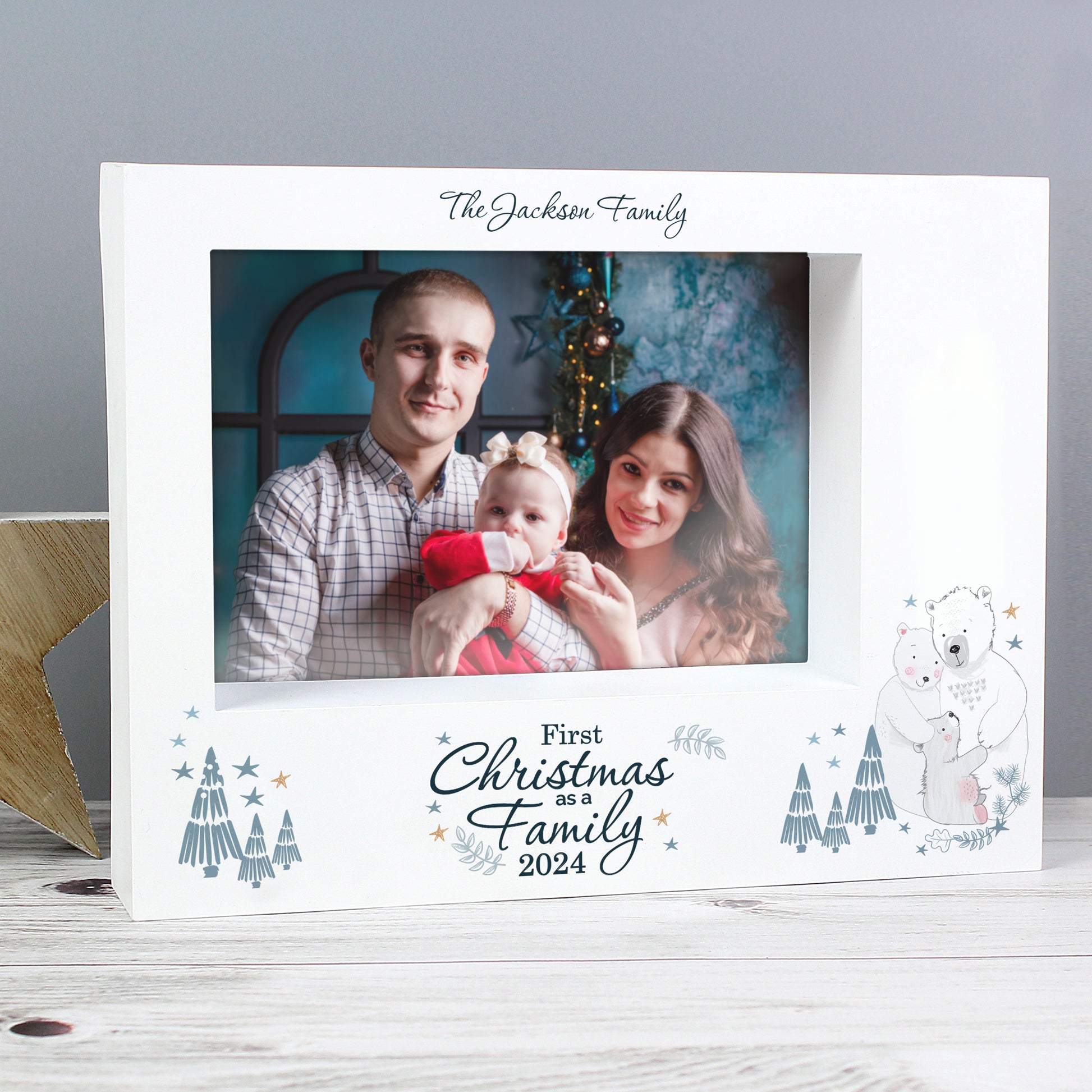 Personalised Polar Bear '1st Christmas As A Family' 5x7 Box Photo Frame - MK&JD Gifts