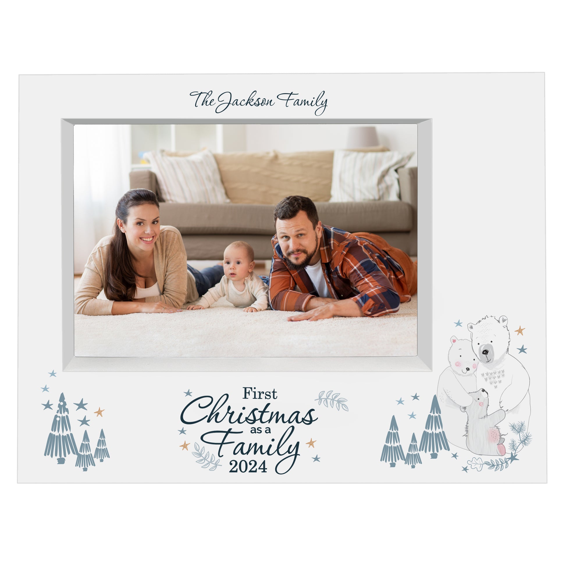 Personalised Polar Bear '1st Christmas As A Family' 5x7 Box Photo Frame - MK&JD Gifts