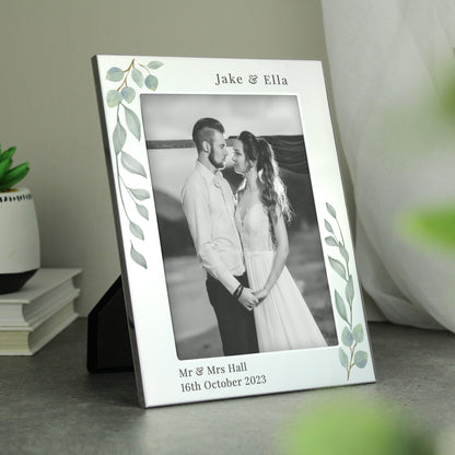 Personalised Botanical 6x4 Silver Photo Frame - MK&JD Gifts
