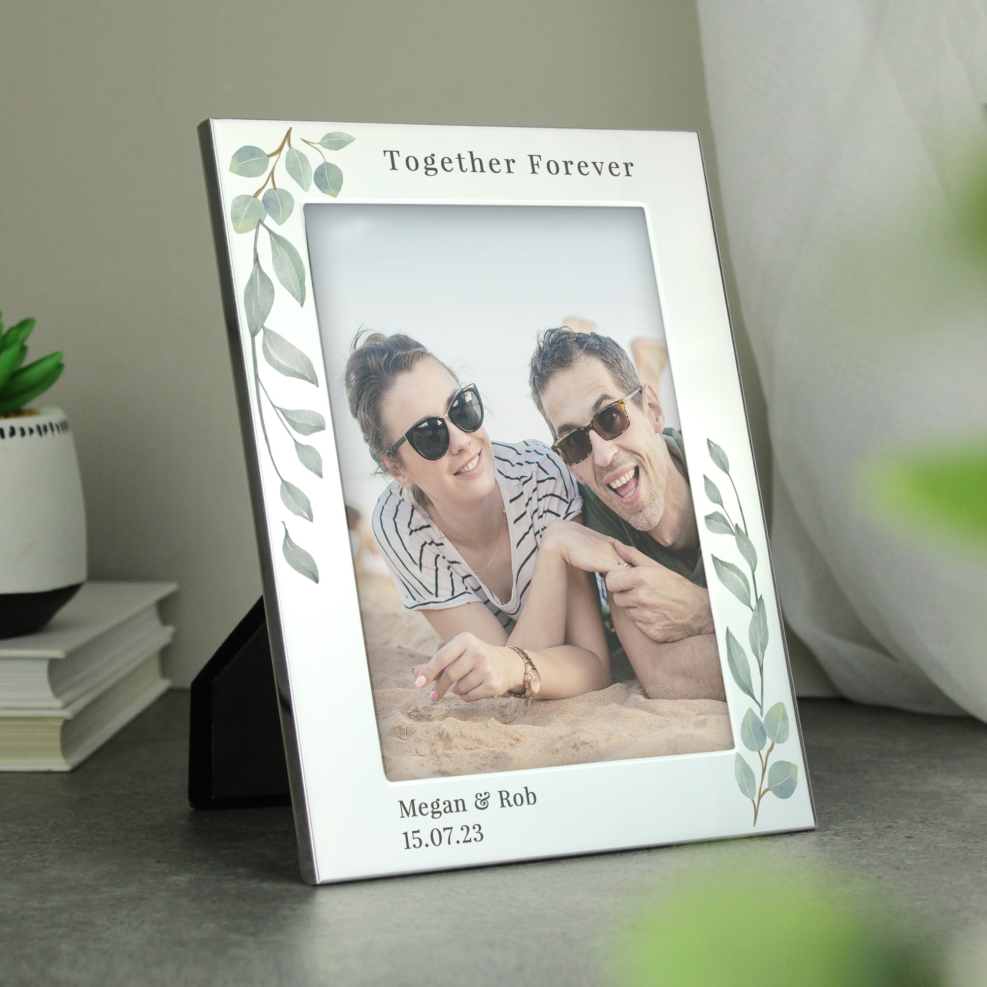 Personalised Botanical 6x4 Silver Photo Frame - MK&JD Gifts