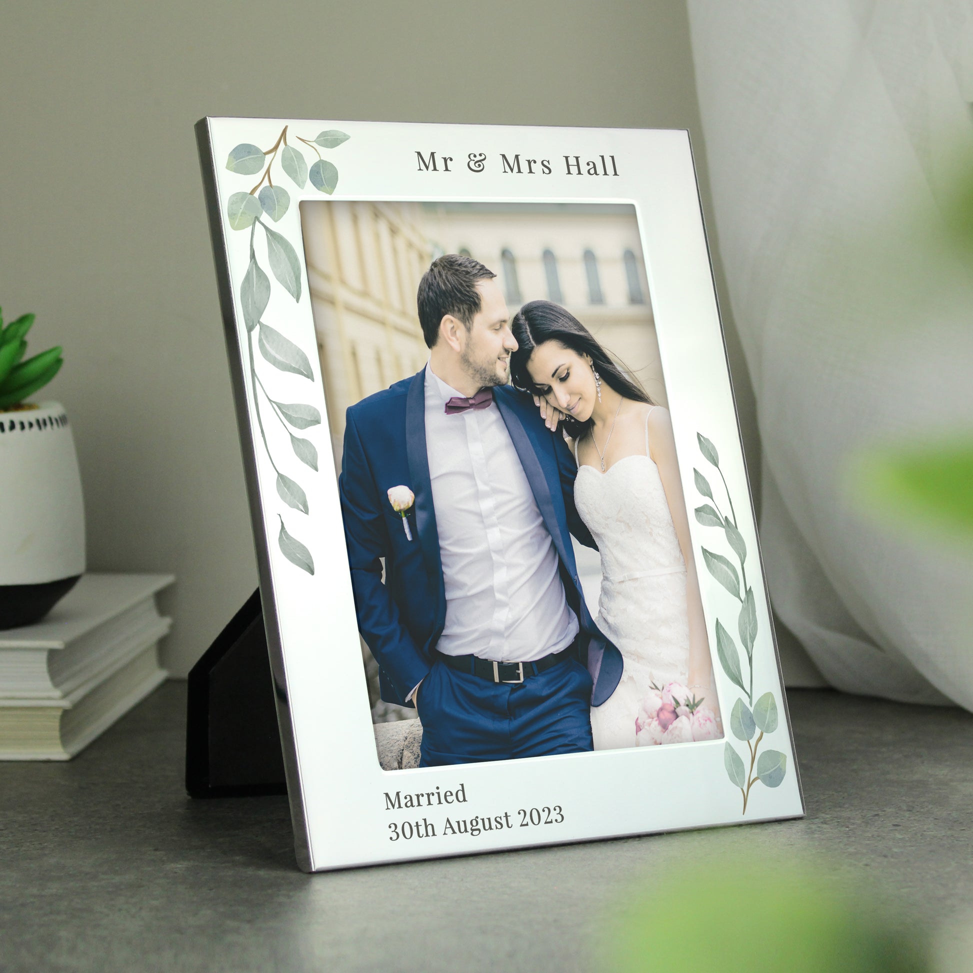 Personalised Botanical 6x4 Silver Photo Frame - MK&JD Gifts